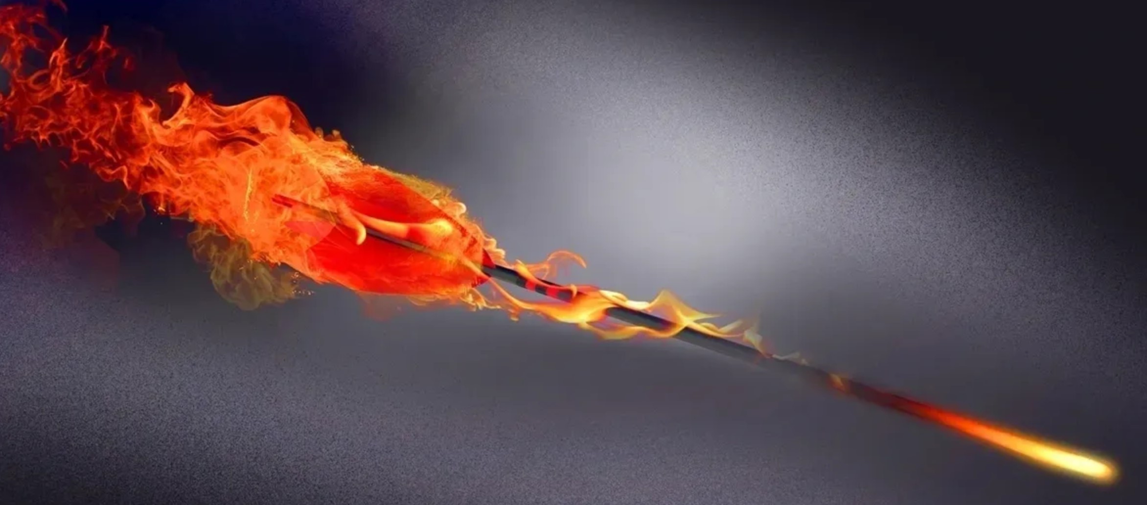 A flaming arrow flying through the air