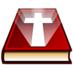 A glowing Bible and cross