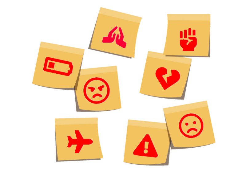 A collection of colorful mood notes and emotion illustrations